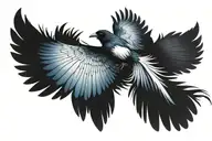 magpie flying from its own feather feather feather tattoo design idea