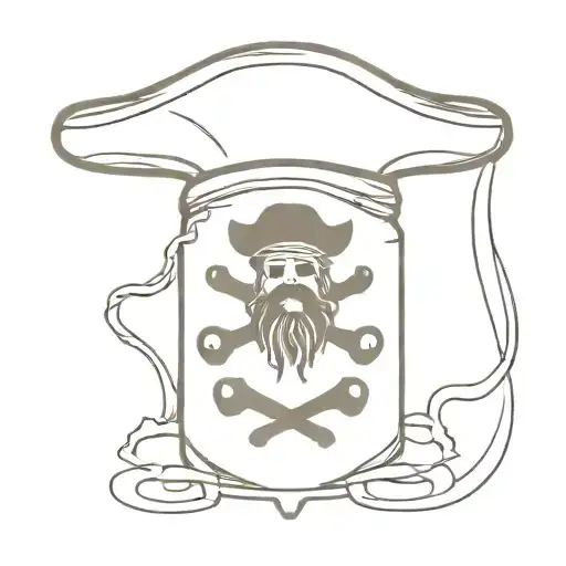 Bottle of rum in pirate hat tattoo design idea