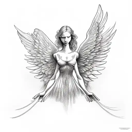 icarus Angel spreads its wings, full length,  tattoo design idea