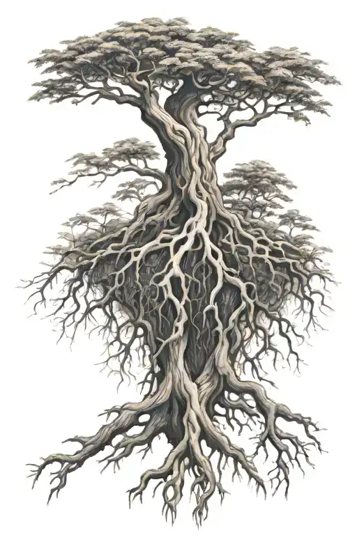 tree root system tattoo design idea
