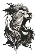 lion roaring tattoo design idea