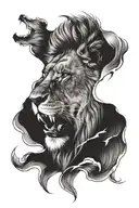 lion roaring tattoo design idea