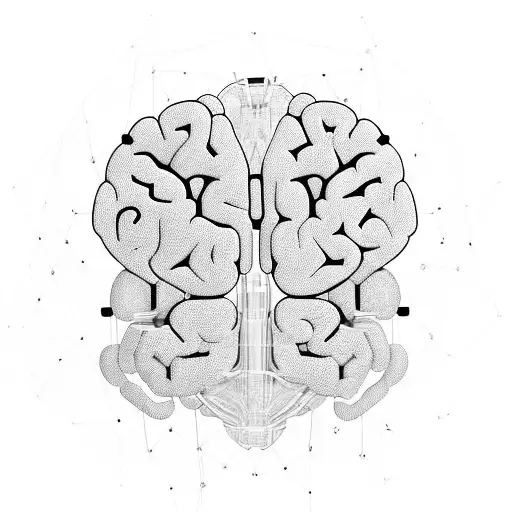 An artificial intelligence brain made of geometric shapes tattoo design idea