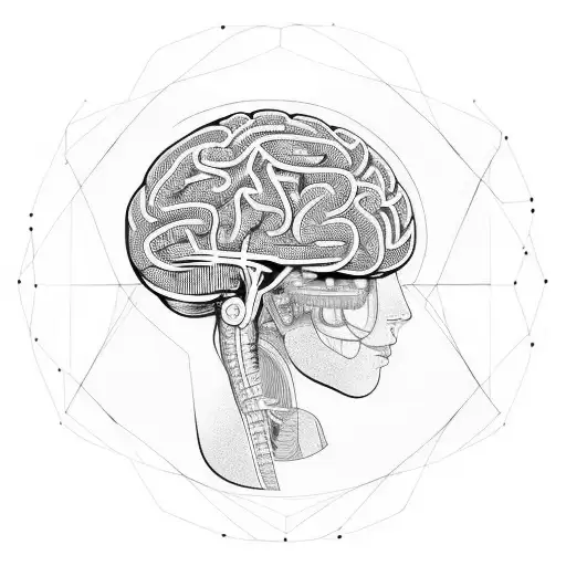 An artificial intelligence brain made of geometric shapes tattoo design idea
