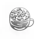 A sketch-style tattoo of a coffee bean morphing into a computer chip tattoo design idea
