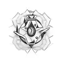 A sketch-style tattoo of a coffee bean morphing into a computer chip tattoo design idea