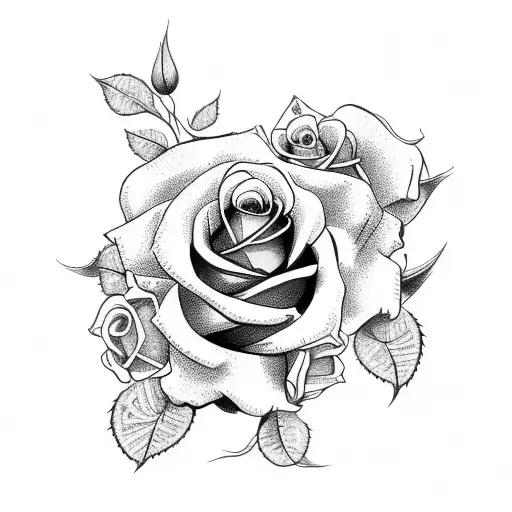 rosary with roses tattoo design idea