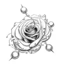 rosary bead with roses tattoo design idea