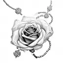rosary bead with roses tattoo design idea