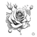 rosary bead with roses tattoo design idea