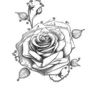 rosary bead with roses tattoo design idea