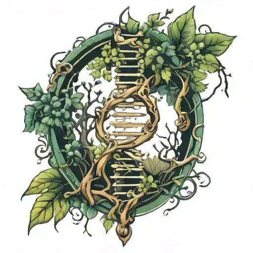 dna that starts as tree and turns into bones  tattoo design idea