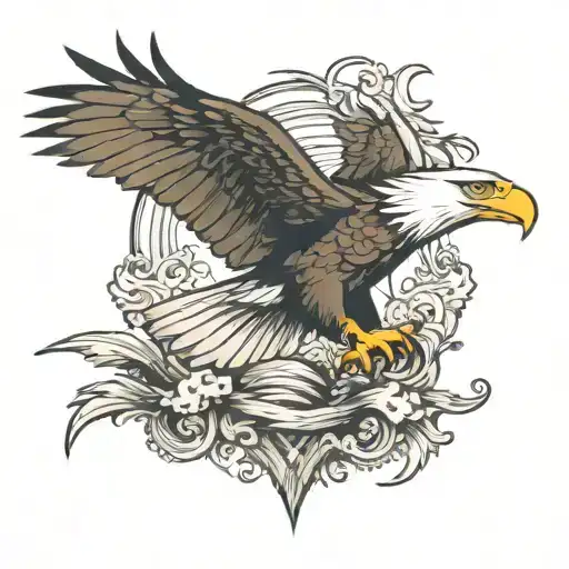 bald eagle soaring on neck tattoo tattoo design idea
