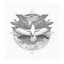 A majestic eagle soaring over a mountain landscape tattoo design idea