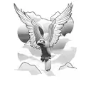 A majestic eagle soaring over a mountain landscape tattoo design idea