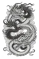 double headed symmetrical chinese Dragon  tattoo design idea