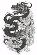 double headed symmetrical chinese Dragon  tattoo design idea