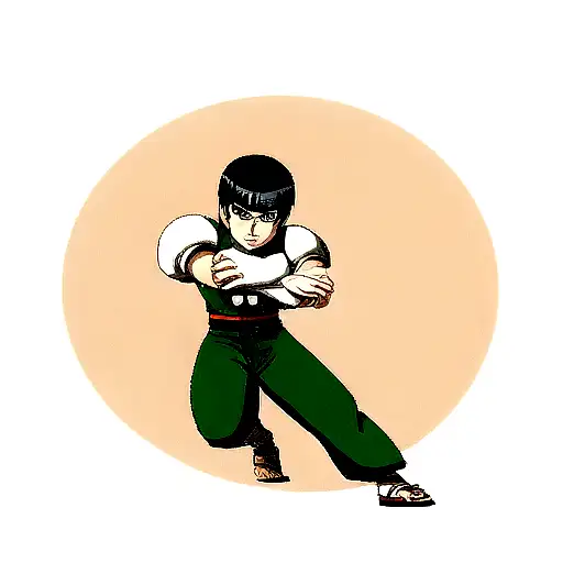 rock Lee from naruto with a quote tattoo design idea