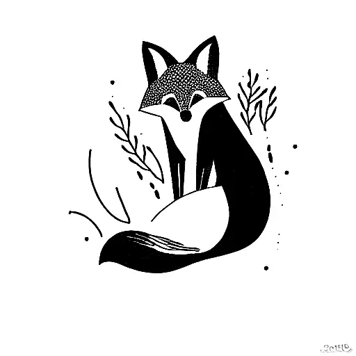 tired fox sitting on a chair tattoo design idea