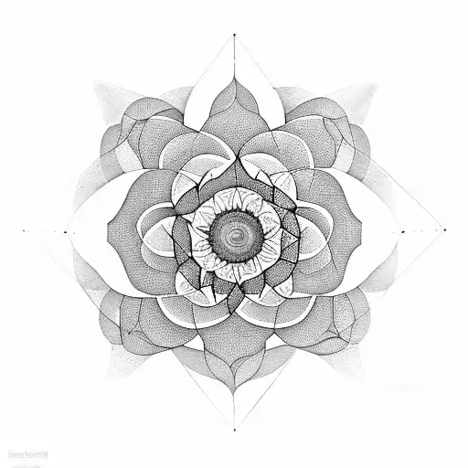 sacred geometry sunflower tattoo design idea