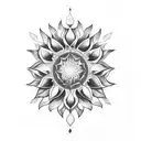 sacred geometry sunflower tattoo design idea
