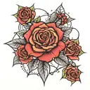 roses spiderwebs stars sparkles black and grey tattoo design idea