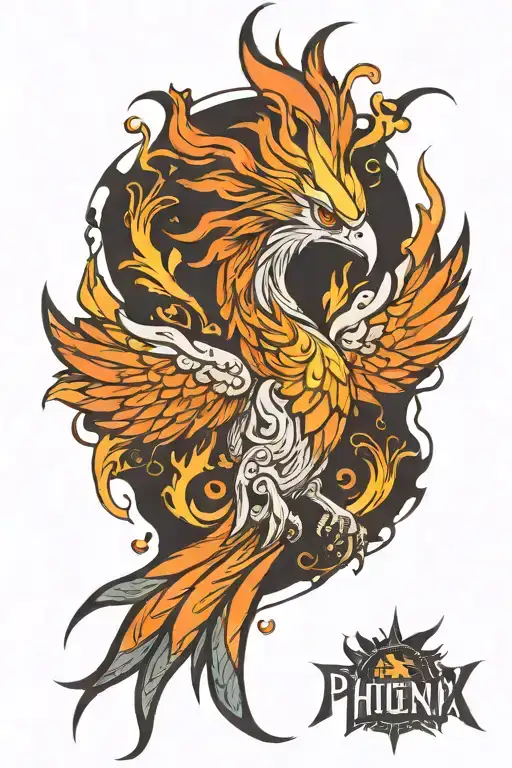 phoenix rising from the ashes upper right arm femininity shoulder to elbow detail  tattoo design idea