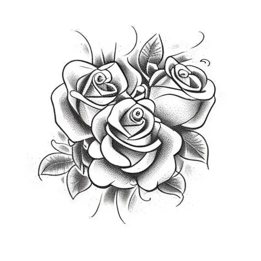 bow and arrow with with a rose with vines all around tattoo design idea