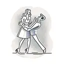 Marriage proposal of blonde girl standing and brunette guy kneeling tattoo design idea