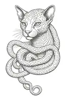 Medusa gorgon sphinx cat big snake  tattoo design idea