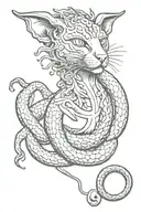 Medusa gorgon sphinx cat big snake  tattoo design idea