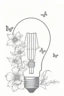 broken light bulb with flowers and butterflies coming out of it. the words "all lights turned off can be turned on"  tattoo design idea