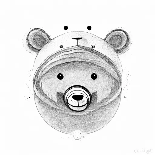 a cute cartoon bear and a cute cartoon turtle on a balance tattoo design idea