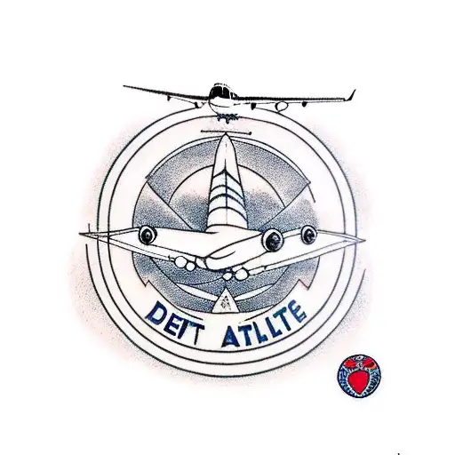 teapot with an airplane or the delta airlines logo tattoo design idea