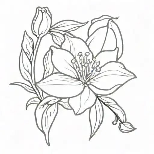 Snowdrop Rose Daffodil tattoo design idea