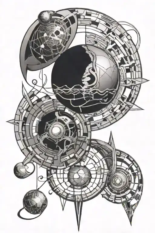 planet geometry sacral tattoo design idea