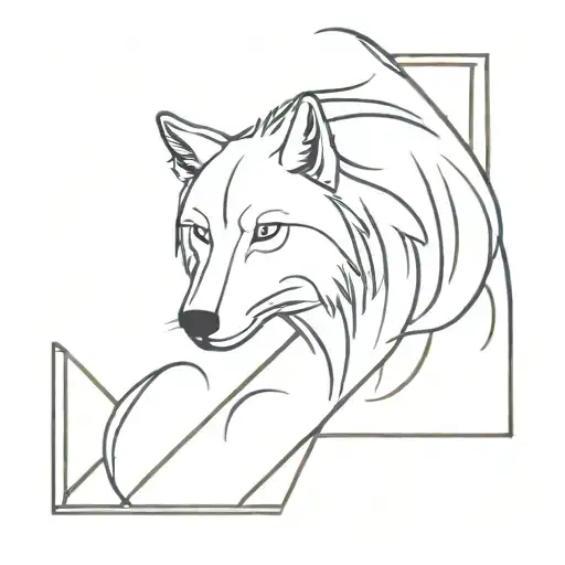 A minimalist tattoo of a wolf and a cross intertwined to represent faith and strength tattoo design idea