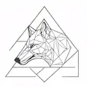 A minimalist geometric wolf design incorporating elements of the cross and Jesus tattoo design idea
