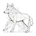A minimalist geometric wolf design incorporating elements of the cross and Jesus tattoo design idea