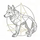 A minimalist geometric wolf design incorporating elements of the cross and Jesus tattoo design idea