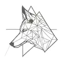 A minimalist geometric wolf design incorporating elements of the cross and Jesus tattoo design idea