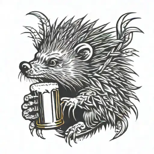 porcupine beer  tattoo design idea