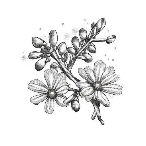 branch with many small flowers tattoo design idea