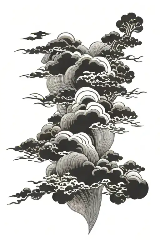 Japanese clouds tattoo design idea