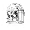 monkey inside a bird cage tattoo design idea