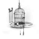 monkey inside a bird cage tattoo design idea
