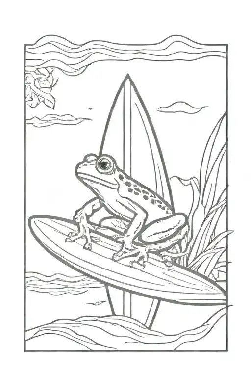 frog surf board for lower leg tattoo design idea