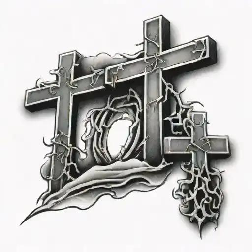 3 crosses horizontally a scar tattoo design idea
