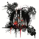 gothic castle tattoo design idea