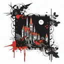 gothic castle tattoo design idea